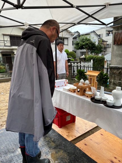 大雨の中の地鎮祭でした！ありがとうございました。